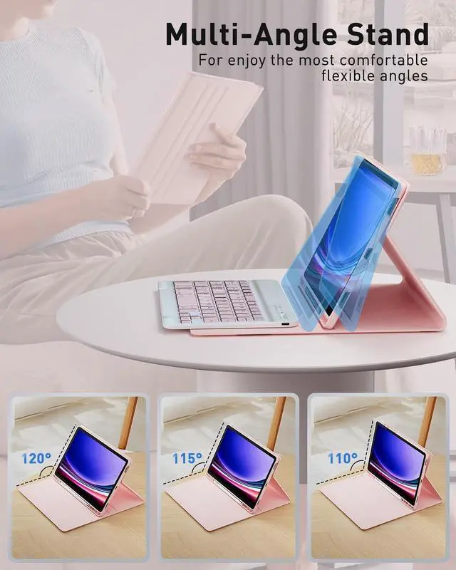 Alt view image 4 of 7 - Keyboard Case for iPad mini 5 & Mini 4 7.9 inch - with Mouse and Magnetically Keyboard, Case with Pencil Holder for iPad mini 5th / 4th Generation, Auto Sleep/Wake, Pink