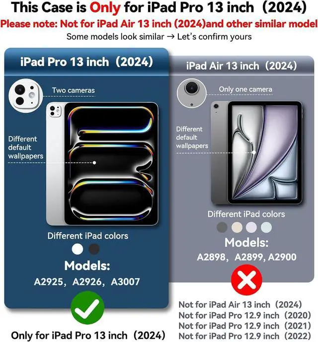 Alt view image 2 of 7 - Magic-Keyboard Compatible Case for iPad Pro-13 inch M4 2024, Cover with Apple Pencil Holder for Smart MagicKeyboard Folio Slim Durability, with Durable Leather Surface, (Keyboard Not Included), Black