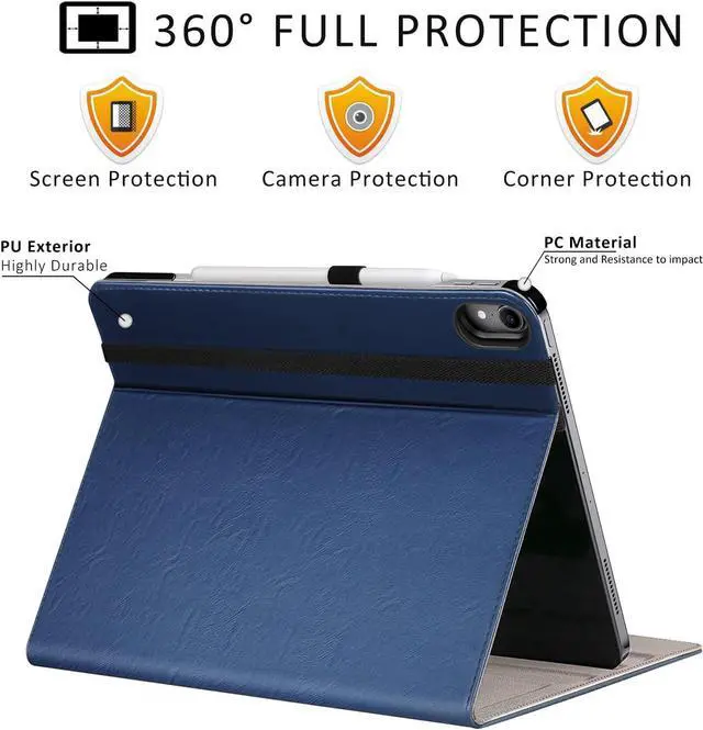 Alt view image 3 of 7 - ZtotopCases for iPad Air 13 inch M3 2025 & 2024 M2 Case/iPad Pro 12.9 Case 3rd Generation 2018, Premium Leather Folio Cover (Supports iPad Pencil Charging), Auto Sleep/Wake, Multiple 4 Angles  Blue