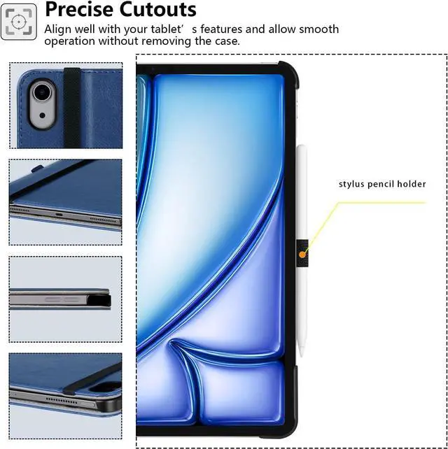 Alt view image 5 of 7 - ZtotopCases for iPad Air 13 inch M3 2025 & 2024 M2 Case/iPad Pro 12.9 Case 3rd Generation 2018, Premium Leather Folio Cover (Supports iPad Pencil Charging), Auto Sleep/Wake, Multiple 4 Angles  Blue