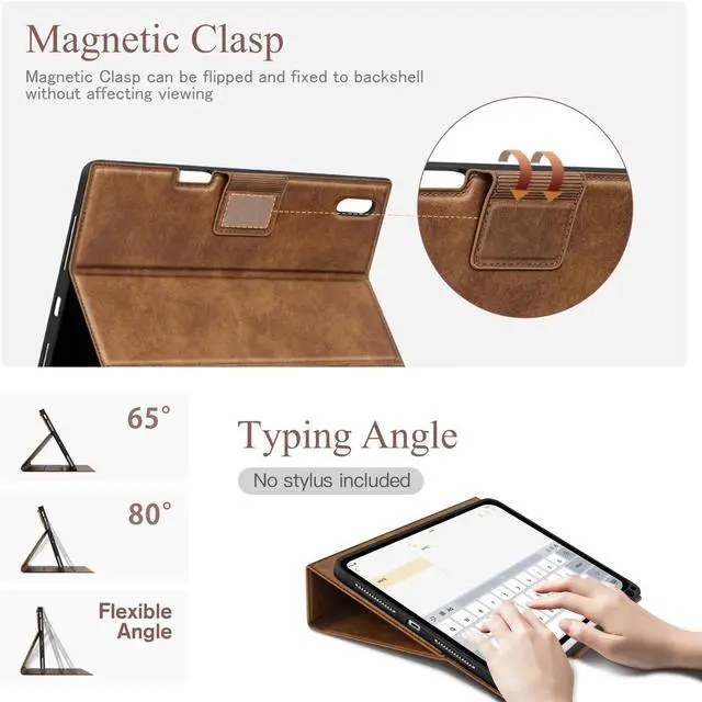 Alt view image 2 of 7 - Antbox Case for iPad Air 13 Inch 2025 M3 /2024 M2, Premium Vegan Leather, Fully Supports Pencil Pro and Pencil (USB-C), Auto Sleep/Wake, Built-in Pencil Holder iPad 13 Inch Case (Tan)
