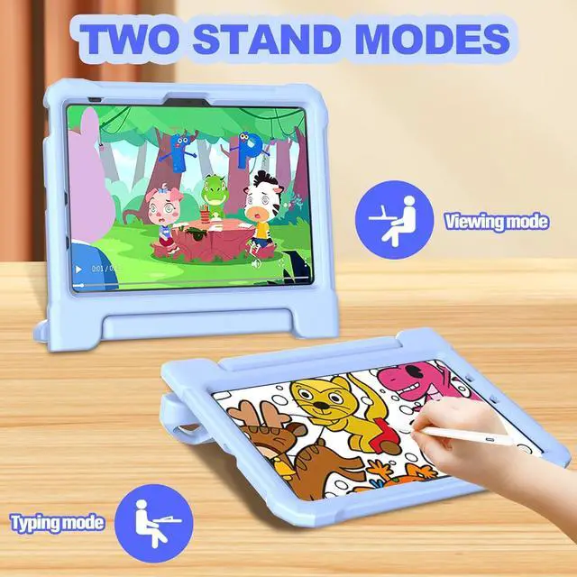 Alt view image 3 of 7 - YIHE Kids Case for iPad (A16) 11th Generation 11 Inch 2025 & iPad 10th Generation 10.9 inch 2022, with Built-in Screen Protector and Handle Stand, Full Body Shockproof Protective Cover, LightBlue