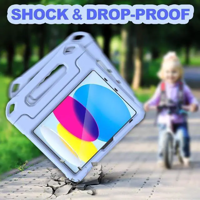 Alt view image 5 of 7 - YIHE Kids Case for iPad (A16) 11th Generation 11 Inch 2025 & iPad 10th Generation 10.9 inch 2022, with Built-in Screen Protector and Handle Stand, Full Body Shockproof Protective Cover, LightBlue