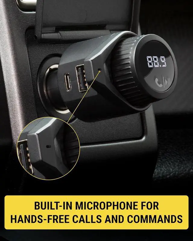 Alt view image 4 of 7 - Scosche BTFM9 FM Bluetooth Transmitter Car, Dual 12W USB-C and USB-A Charging Ports, Fast Type C Car Charger, Wireless Radio Bluetooth Adapter, Hands-Free Kit for Calls, Siri and Google Assistant
