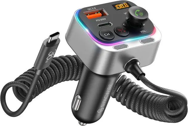 Main image of Syncwire Bluetooth 5.4 FM Transmitter Car Adapter 66W PD & QC 3.0 Fast Charging with USB-C Cable Wireless Radio Adapter with Light Control, HiFi Bass, Hands-Free Calling and Strong Mics