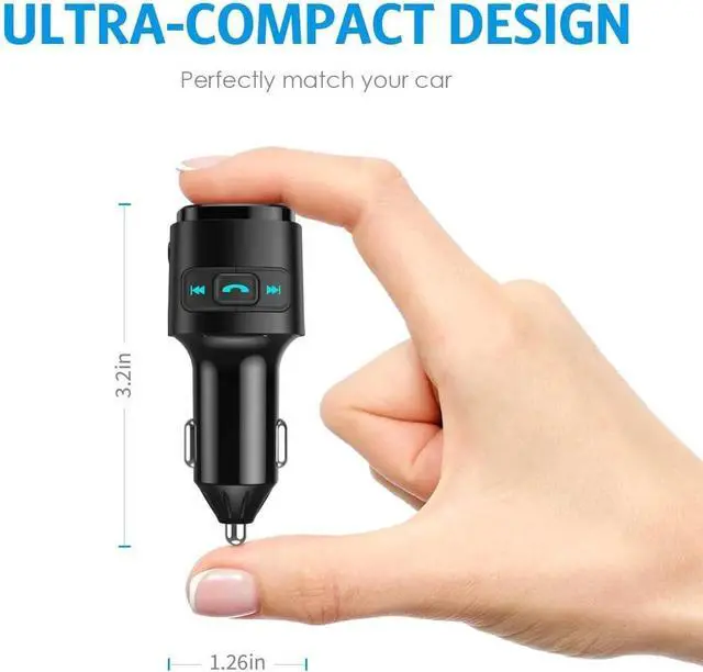 Alt view image 5 of 6 - Upgraded Criacr V5.0 Bluetooth FM Transmitter for Car, QC3.0 Charge & 7 RGB Color LED Backlit Wireless FM Radio Car Adapter, Support Siri Google Assitant, U Disk, SD Card, Hands-Free Calls Kit