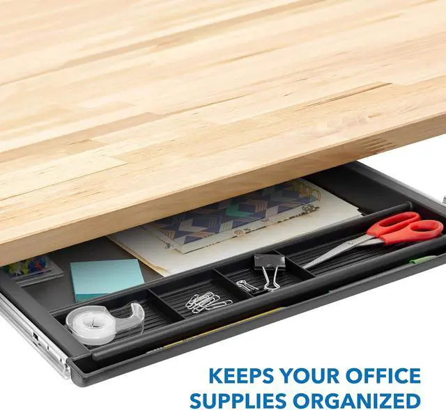 Alt view image 2 of 7 - MOUNT-IT! Large Under Desk Pencil Drawer | 21.25 Width | Ball Bearing Slides Out Tray Organizer for Paper, Pencil, and Office Accessories (BLACK)