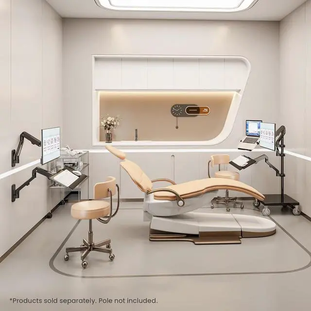 Alt view image 5 of 7 - Mount-It! Keyboard Wall Mount with Pole Option, Adjustable Keyboard and Mouse Tray with Spring Arm, Full Motion Swivel Tilt Extension, Ergonomic Workstation for Medical, Office, and Sim Racing