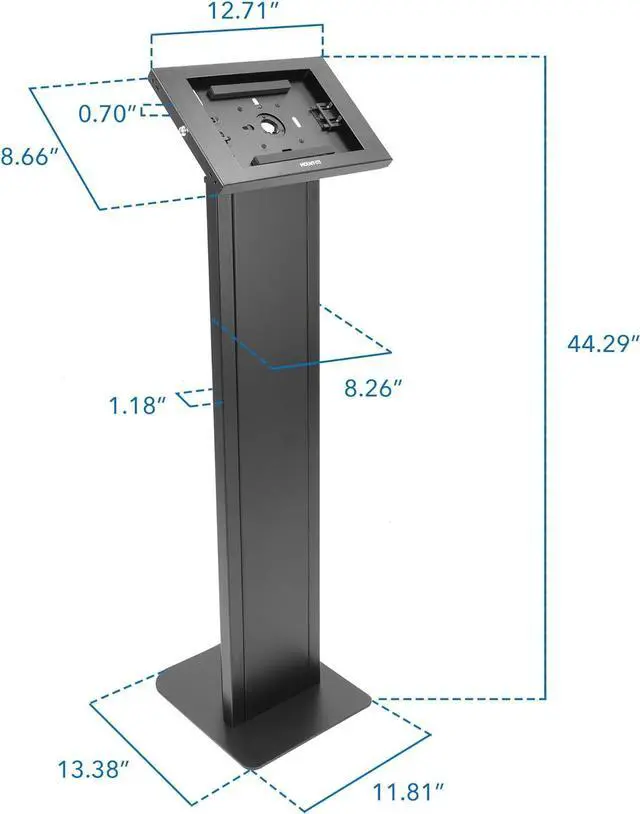 Alt view image 7 of 7 - Mount-It! Anti-Theft Tablet Floor Stand Kiosk, Commercial Floor Kiosk with Universal Enclosure, Locking Tablet Mount Stand for iPad Gen 7-10, Pro, Air, 10.2 inch, 10.9 inch
