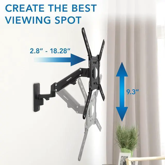 Alt view image 3 of 7 - Mount-It! Height Adjustable TV Wall Mount - Full Motion, Pull Down and Vertical Adjustment, Fits 23-55 Inch Screens, Max VESA 400x400mm, Swivel and Tilt Capabilities, 50.6 Lbs Capacity