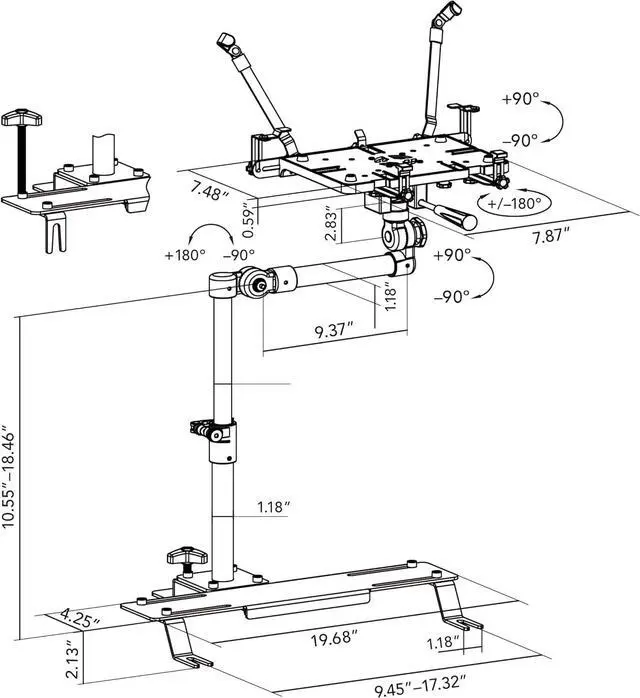 Alt view image 7 of 7 - Mount-It! Universal Vehicle Laptop Mount for Cars, Trucks & Vans  No-Drill Installation, Adjustable Height, Full Motion Swivel, and Cooling Tray for Laptops Up to 17"