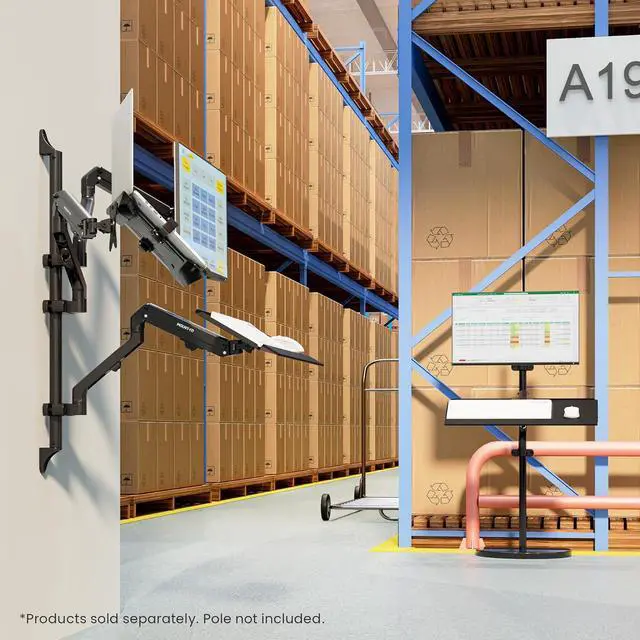 Alt view image 7 of 7 - Mount-It! Keyboard Wall Mount with Pole Option, Adjustable Keyboard and Mouse Tray with Spring Arm, Full Motion Swivel Tilt Extension, Ergonomic Workstation for Medical, Office, and Sim Racing