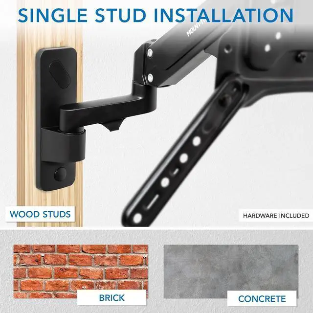 Alt view image 6 of 7 - Mount-It! Height Adjustable TV Wall Mount - Full Motion, Pull Down and Vertical Adjustment, Fits 23-55 Inch Screens, Max VESA 400x400mm, Swivel and Tilt Capabilities, 50.6 Lbs Capacity