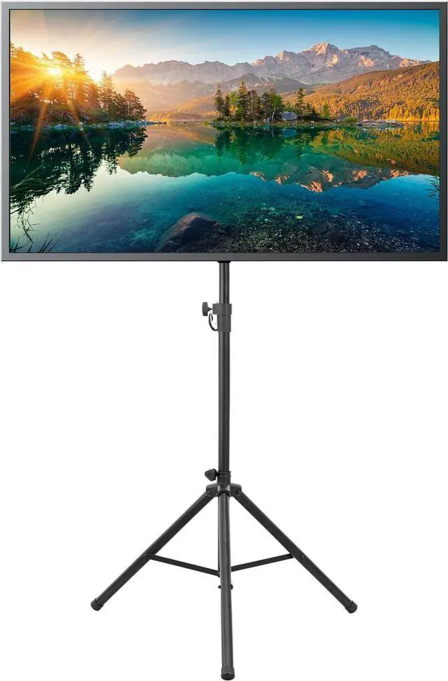 Main image of Mount-It! Tripod TV Stand  Portable TV Tripod for Flat Screens 32-70 Inch  Indoor/Outdoor Height Adjustable Stand, VESA 200x200 to 600x400, for LCD, LED, OLED, Curved TVs, Holds up to 77lbs