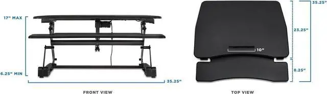Alt view image 3 of 7 - Mount-It! Electric Standing Desk Converter 35.4" Quick Sit Stand Desk Riser, Computer Workstation Motorized Easy Convertor with Built-in USB Charging Port, Ergonomic Height Adjustable in Black