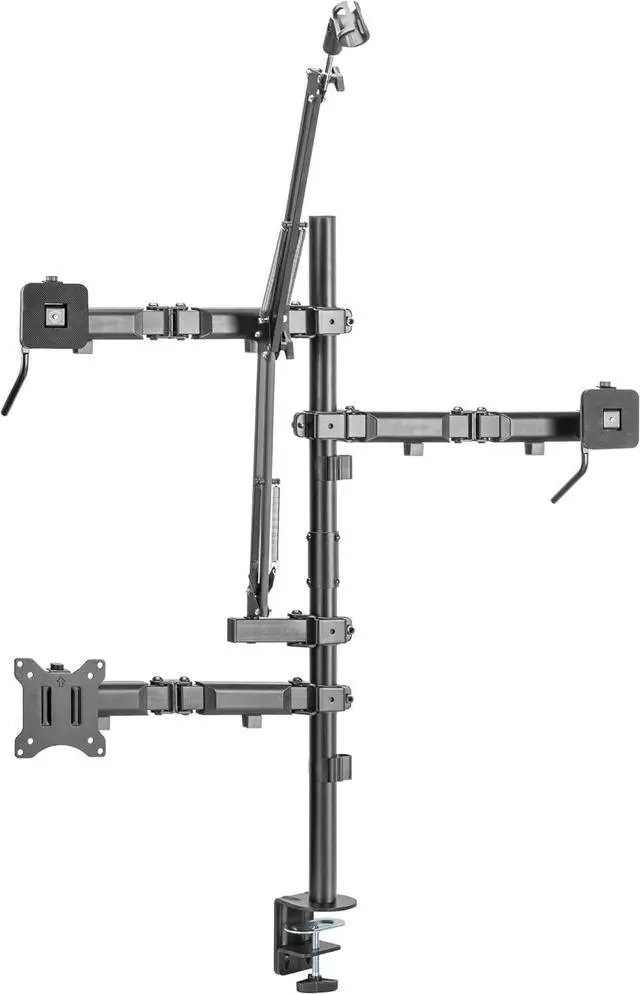 Alt view image 2 of 7 - Mount-It! All-in-One Streaming Desk Mount  4 Arm Setup for Monitor, Camera, Ring Light & Mic  Live Stream Equipment for YouTube, Podcast, Gaming, Zoom  VESA Compatible, Clamp/Grommet Base