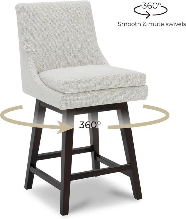 Alt view image 4 of 7 - CHITA Bar Stools Set of 2, Counter Height Swivel Barstools, FSC Certified Morden Upholstered Fabric Counter Chairs with Back Support, 26.8" H Seat Height, Fabric in Ivory