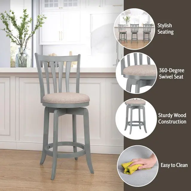 Alt view image 4 of 7 - Hillsdale Furniture Hillsdale Savana Swivel Counter Stool, Blue