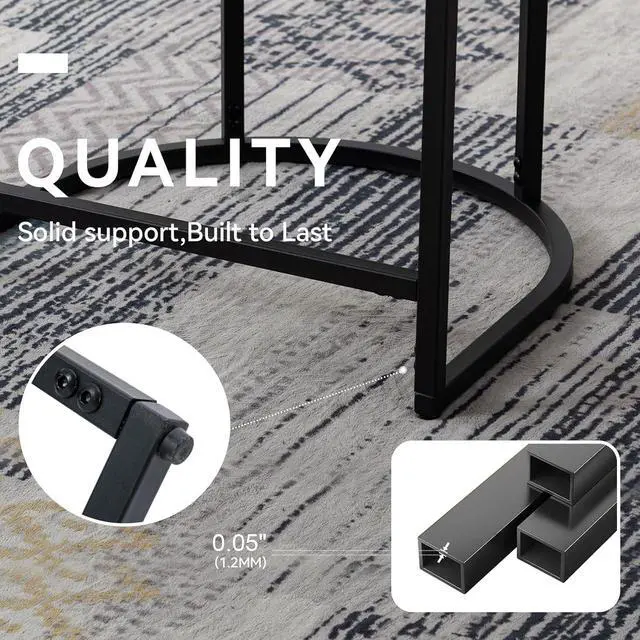 Alt view image 6 of 7 - Contemporary Cream Linen Bar Stools Set of 3, 24" Upholstered Fabric Counter Height Barstools Kitchen Counter Island Stools with Screwed Together Black Metal Base