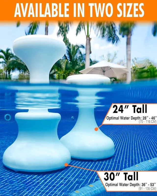 Alt view image 6 of 7 - DUNNRITE Products Made in USA Submersible Swim Up Pool Stools for Underwater Use, Bar Stool for Inside Pool and Patio Deck Seating with Foot Rest, 30 Inch (1 Stool)