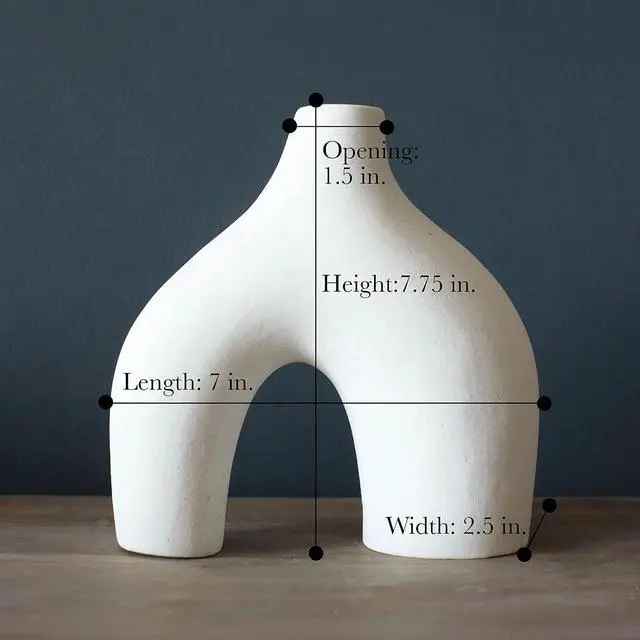 Alt view image 3 of 7 - Carrot's Den Donut Vase, Set of 2 - White Large Ceramic Vase - Minimalist Nordic, Hollow | Table Centerpiece, Olive Plant, Wedding, Living Room, Bookshelf, Office, Modern Home, Entryway, Console