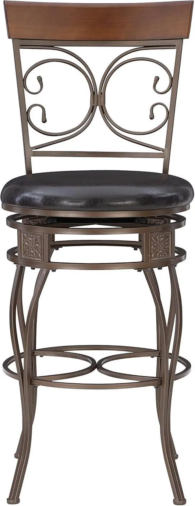Alt view image 4 of 7 - Powell Company Back Scroll Powell Big and Tall Barstool, Bar Height, Dark Bronze/Brown
