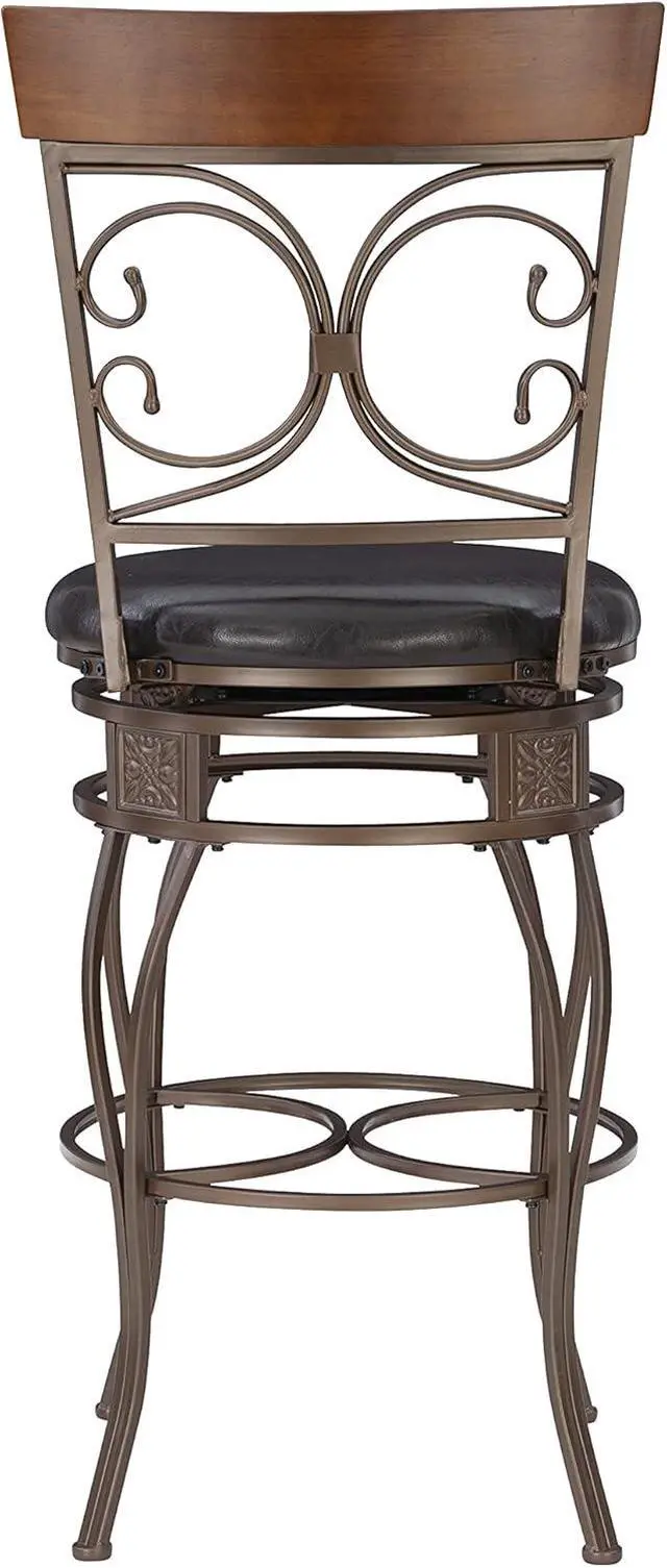Alt view image 6 of 7 - Powell Company Back Scroll Powell Big and Tall Barstool, Bar Height, Dark Bronze/Brown