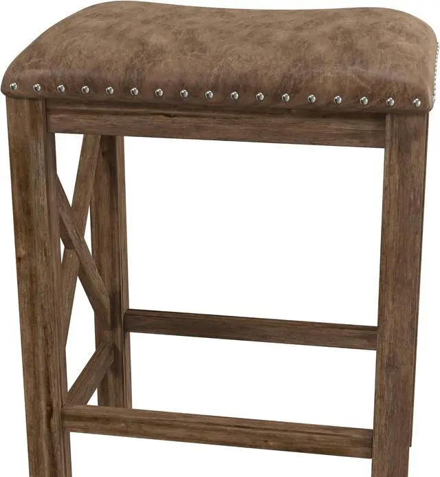Alt view image 7 of 7 - Hillsdale Furniture Willow Bend Stationary Backless Counter Height Stools, Set of 2, Antique Brown Walnut