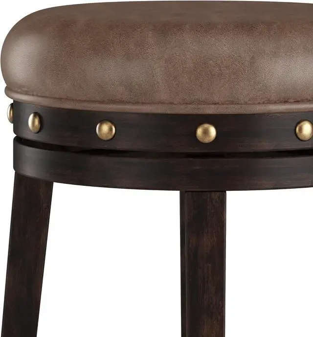 Alt view image 6 of 7 - Hillsdale Benard Backless Swivel Counter Stool Height, Brown
