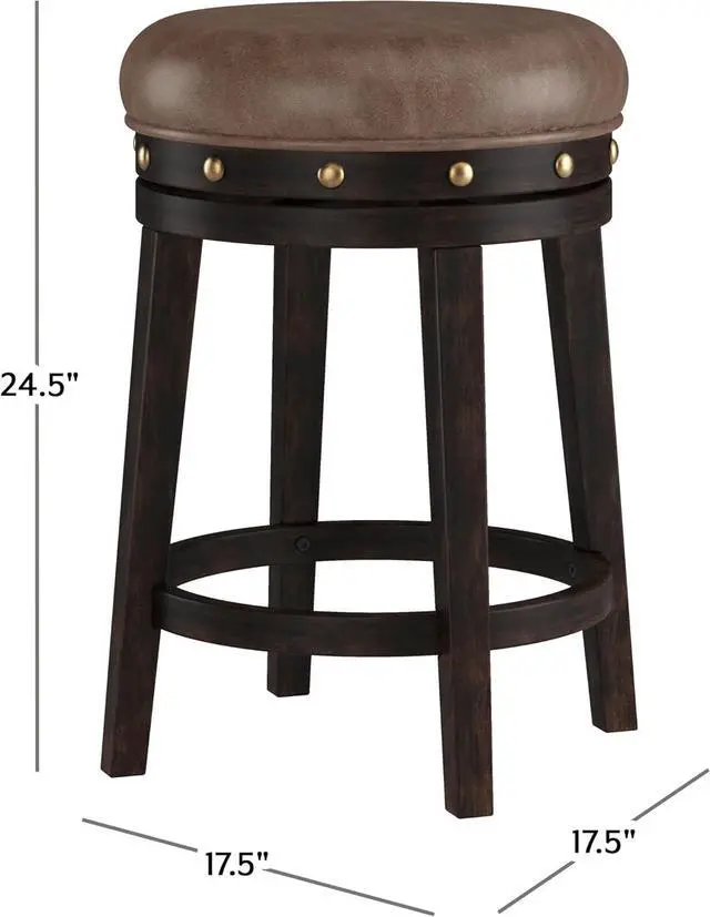 Alt view image 3 of 7 - Hillsdale Benard Backless Swivel Counter Stool Height, Brown