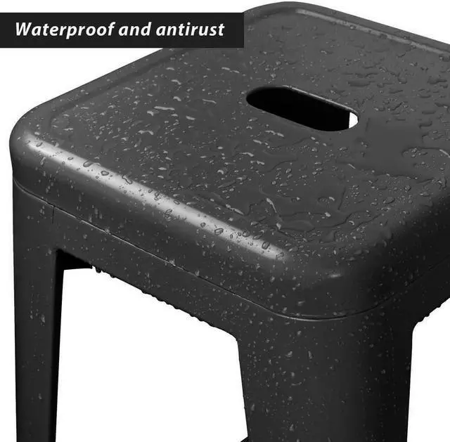 Alt view image 5 of 7 - JUMMICO 30 Inches Metal Bar Stools Industrial Barstools Stackable High Backless Stools Vintage Indoor Outdoor Stackable Kitchen Stools Set of 4 (Black)
