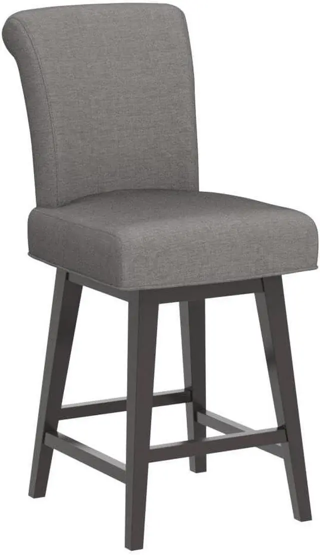 Alt view image 5 of 7 - CHITA 26 Inch Counter Height Swivel Bar Stools Set of 2, FSC Certified Modern Fabric Swivel Barstool Chair with Back, Flint Grey