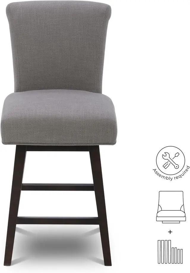 Alt view image 6 of 7 - CHITA 26 Inch Counter Height Swivel Bar Stools Set of 2, FSC Certified Modern Fabric Swivel Barstool Chair with Back, Flint Grey