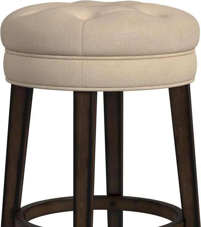 Alt view image 7 of 7 - Hillsdale Krauss Backless Swivel Counter Stool, Charcoal Gray Finish with Linen Stone Fabric