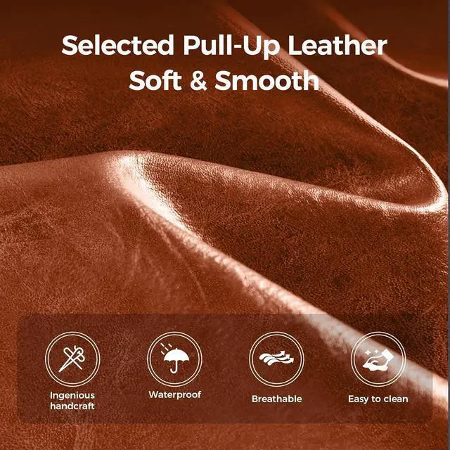 Alt view image 5 of 7 - MAISON ARTS Counter Height Bar Stools with Back Set of 4 for Kitchen Counter, 24 Inch Modern Upholstered Faux Leather Barstools Farmhouse Bar Chairs Luxury Island Stools Support 330LBS, Brown