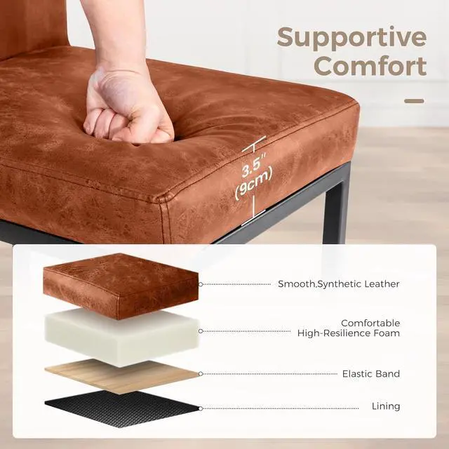 Alt view image 6 of 7 - MAISON ARTS Counter Height Bar Stools with Back Set of 4 for Kitchen Counter, 24 Inch Modern Upholstered Faux Leather Barstools Farmhouse Bar Chairs Luxury Island Stools Support 330LBS, Brown