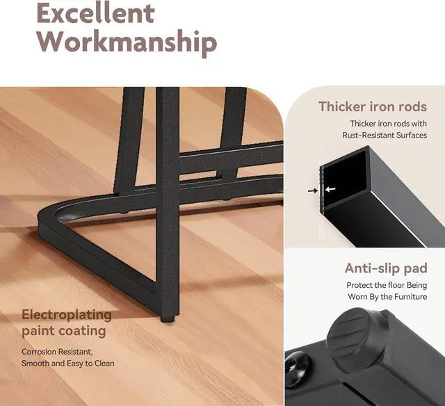 Alt view image 5 of 7 - ALPHA HOME Counter Stools with Backs, 24 inch Bar Stools for Kitchen Island, Upholstered PU Leather Bar Chair with footrest, Great for Coffee Shop, Kitchen, Dining Room, Brown