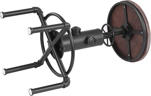 Alt view image 7 of 7 - Vintage Industrial Bar Stools,Kitchen Counter Bar Stool Height Adjustable 23.6"-29.5" Swivel Bar Stool, Solid Wood Water Pipe Fire Cafe Pub Bar Stool,Set of 2, Black