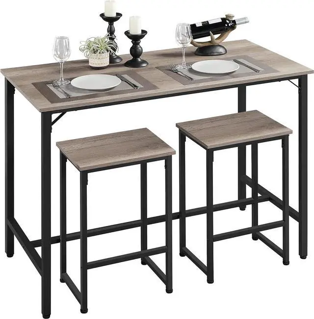 Main image of Yaheetech 3 Piece Dining Table Set, 47.5" Industrial Pub Table Set, Counter Height Kitchen Table with Bar Stools Set of 2, for Small Space, Apartment