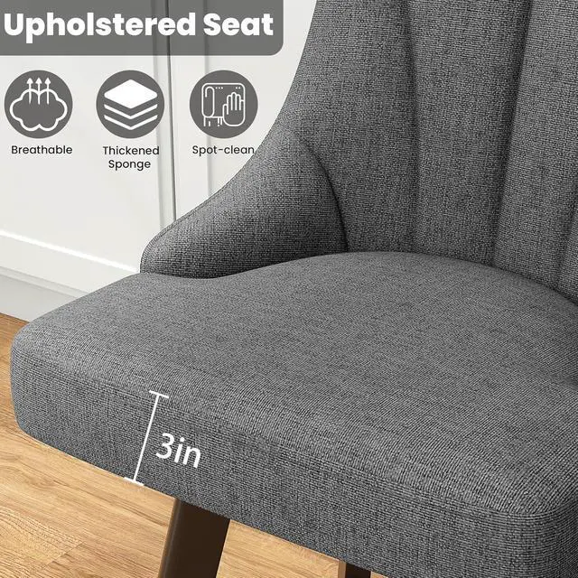 Alt view image 5 of 7 - Swivel Bar Stools with Backs, 24" Counter Height Bar Stools Set of 2, Fabric Upholstered Counter Barstools with Solid Wood Legs for Kitchen Island, Home Bar, Dark Gray