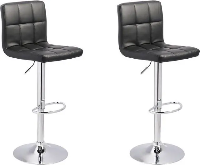 Main image of Signature Design by Ashley Bellatier Adjustable Height Swivel Bar Stool, 2 Count, Black & Chrome Finish