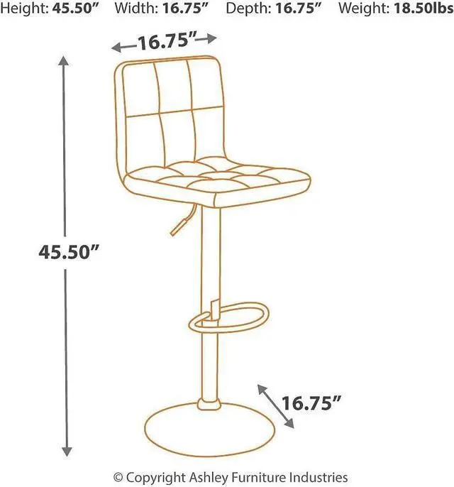 Alt view image 3 of 5 - Signature Design by Ashley Bellatier Adjustable Height Swivel Bar Stool, 2 Count, Black & Chrome Finish