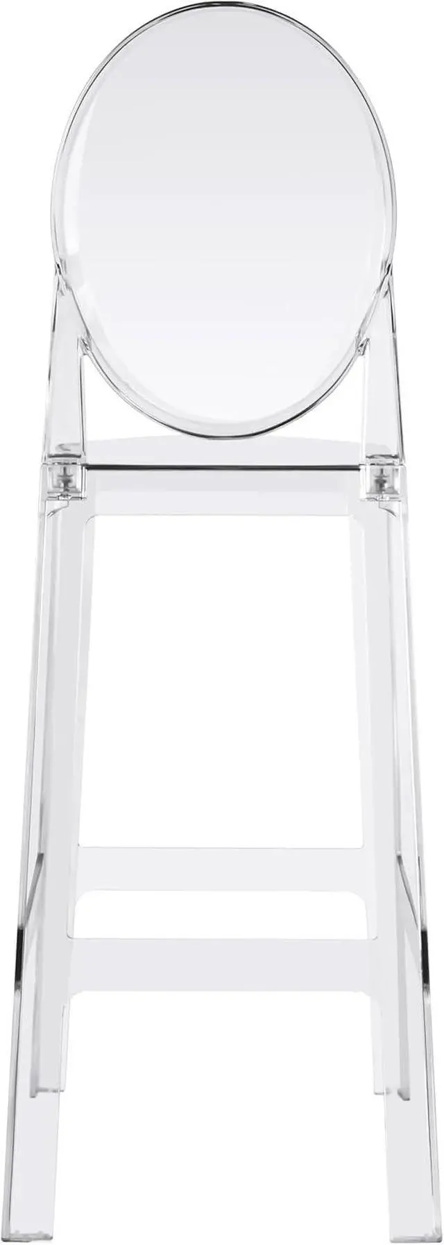 Alt view image 7 of 7 - 2xhome 30" Bar Height Stool | Oval Back Transparent Ghost Chair | Armless Polycarbonate Barstool with Footrest for Kitchen Island & Dining (Clear)