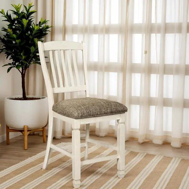 Alt view image 2 of 7 - Signature Design by Ashley Bolanburg 24" Counter Height Farmhouse Barstool, 2 Count, Antique White