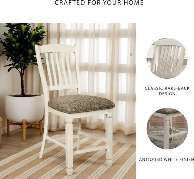 Alt view image 5 of 7 - Signature Design by Ashley Bolanburg 24" Counter Height Farmhouse Barstool, 2 Count, Antique White
