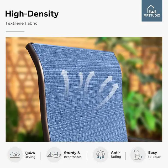 Alt view image 2 of 6 - MFSTUDIO Outdoor Bar Stools Set of 4, Swivel Bar Height Patio Chairs Outdoor Barstools High Top Patio Swivel Bar Chairs, Breathable Textilene, Navy Blue