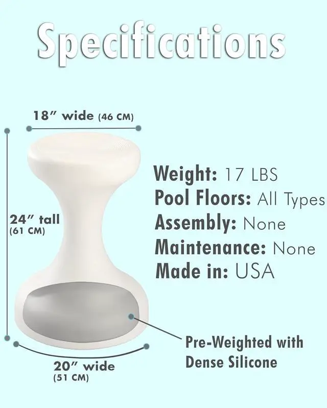 Alt view image 3 of 7 - DUNNRITE Products Made in USA Submersible Swim Up Pool Stools for Underwater Use, Bar Stool for Inside Pool and Patio Deck Seating, 24 Inch (1 Stool)