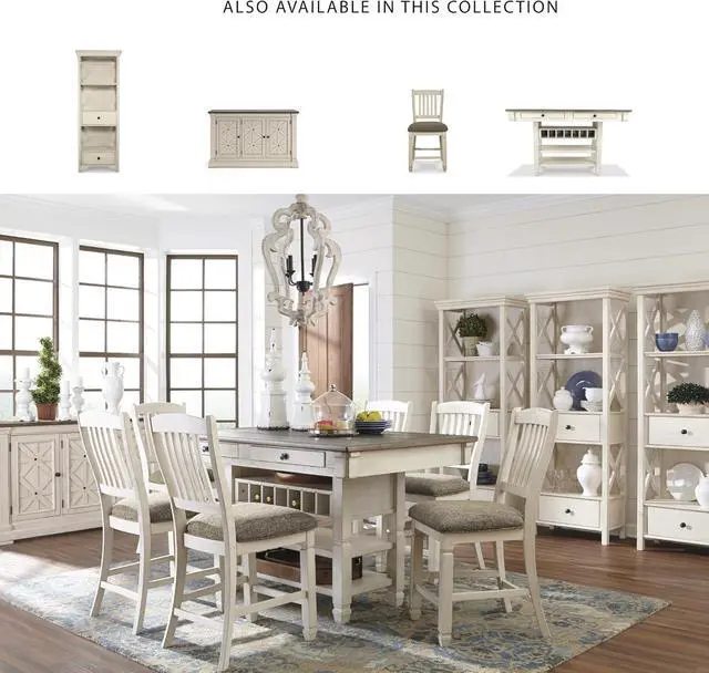 Alt view image 6 of 7 - Signature Design by Ashley Bolanburg 24" Counter Height Farmhouse Barstool, 2 Count, Antique White