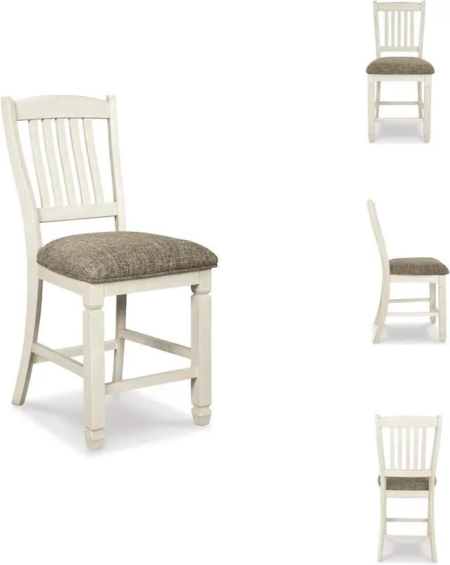 Alt view image 7 of 7 - Signature Design by Ashley Bolanburg 24" Counter Height Farmhouse Barstool, 2 Count, Antique White