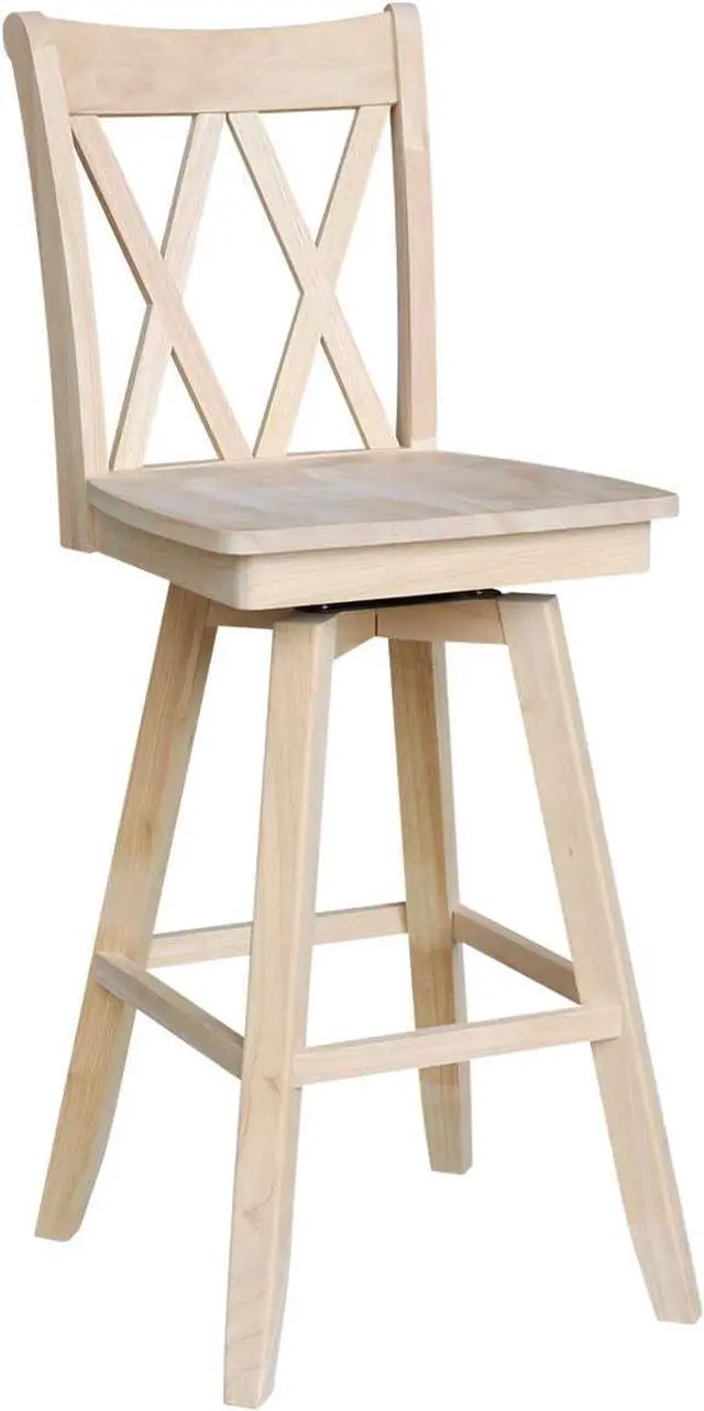 Main image of International Concepts Double X Back Barheight Swivel Seat Bar Height Stool, 30, Unfinished